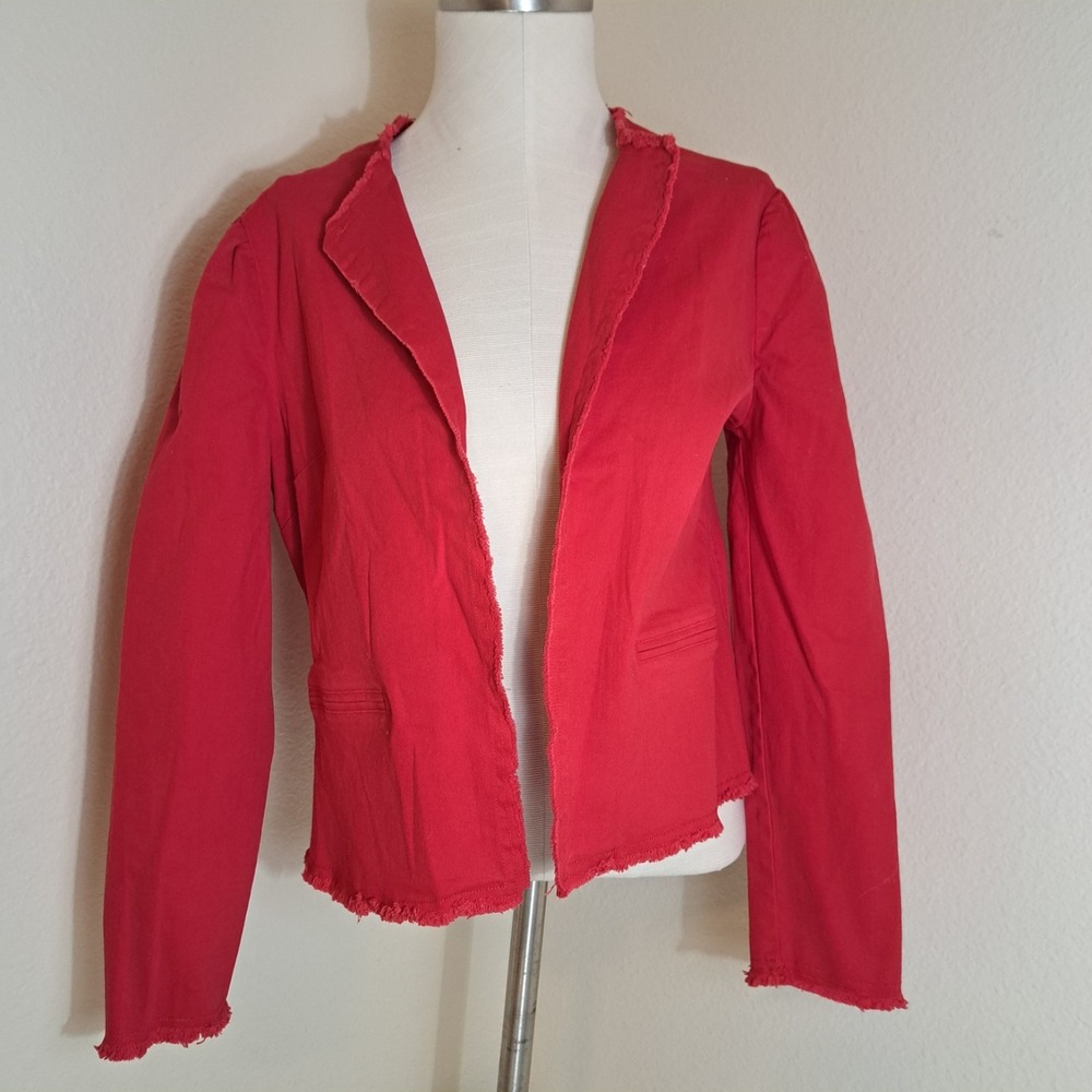 TEMPO‎ PARIS Womens open Cardigan Sweater Red Size Medium Cotton